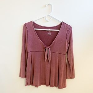 american eagle long sleeve front tie top